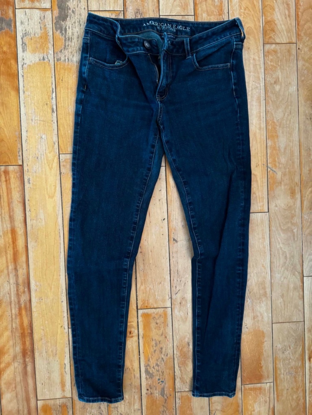 American Eagle Super Stretch X4 Skinny Jeans Size 6 - Dark Wash Gorpcore Boho - Picture 2 of 5